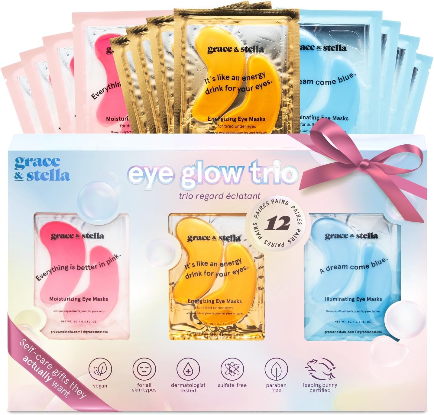 grace & stella Vegan Under Eye Patches for Dark Circles & Puffy Eyes 12 Pairs
