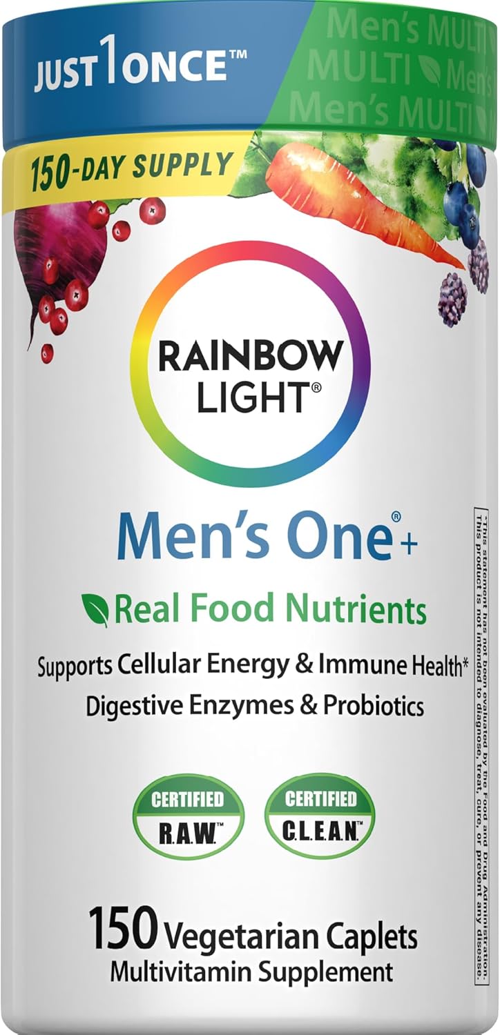 Rainbow Light Men’s Multivitamin One+ Caplets with Vitamins C, D and Zinc 150 Count