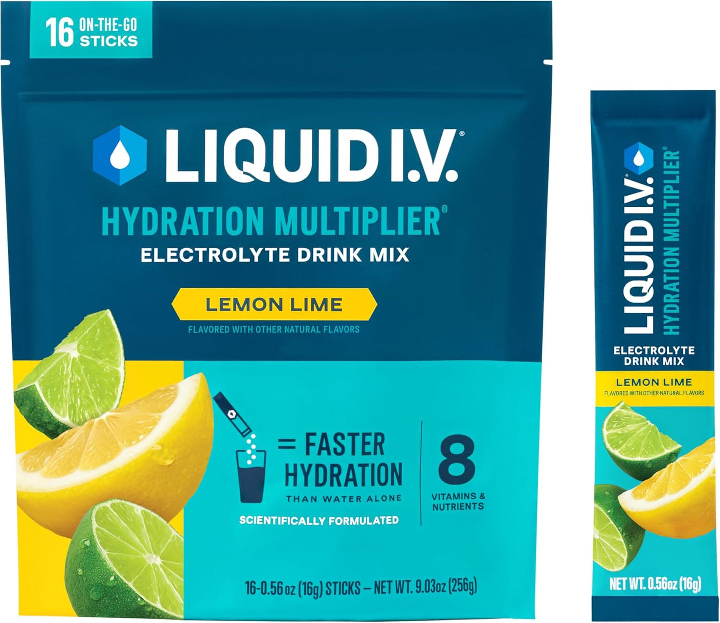 Liquid I.V. Hydration Multiplier Lemon Lime Electrolyte Mix 16 Servings