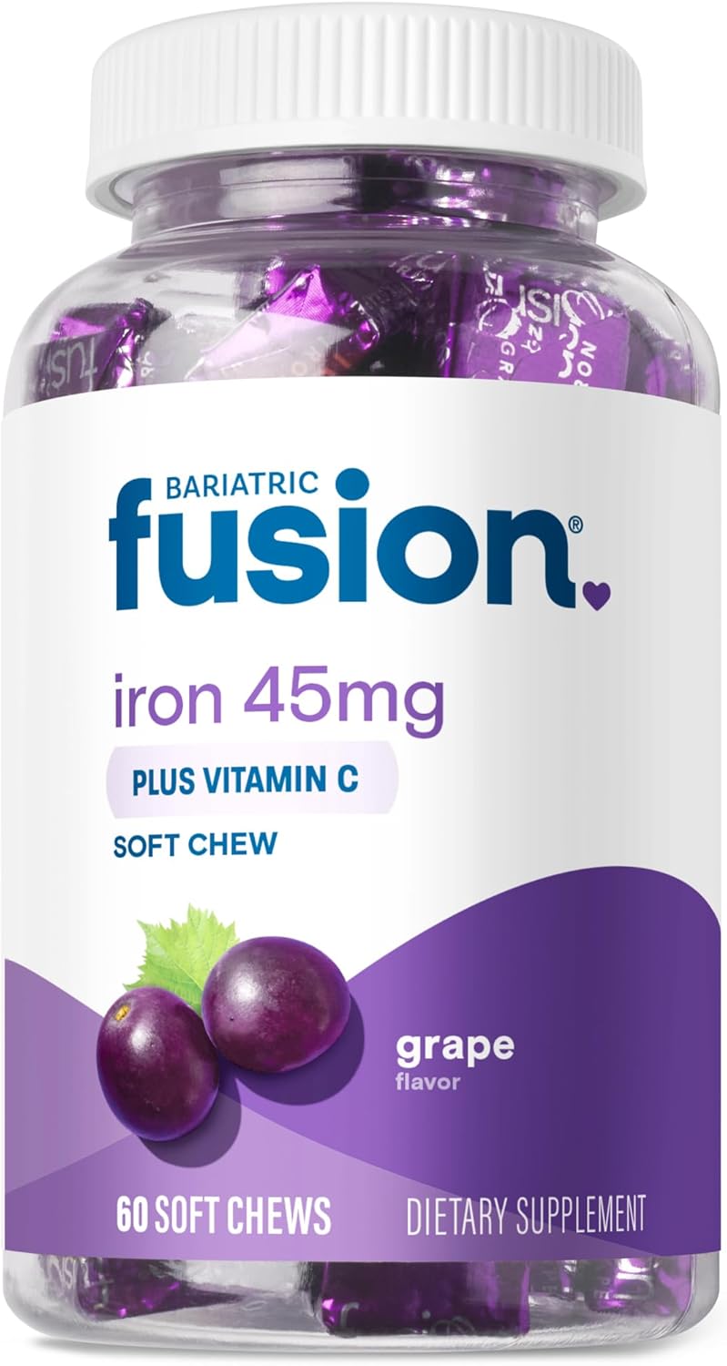 Bariatric Fusion Chewable Iron Supplement with Vitamin C Grape Flavor 60 Count