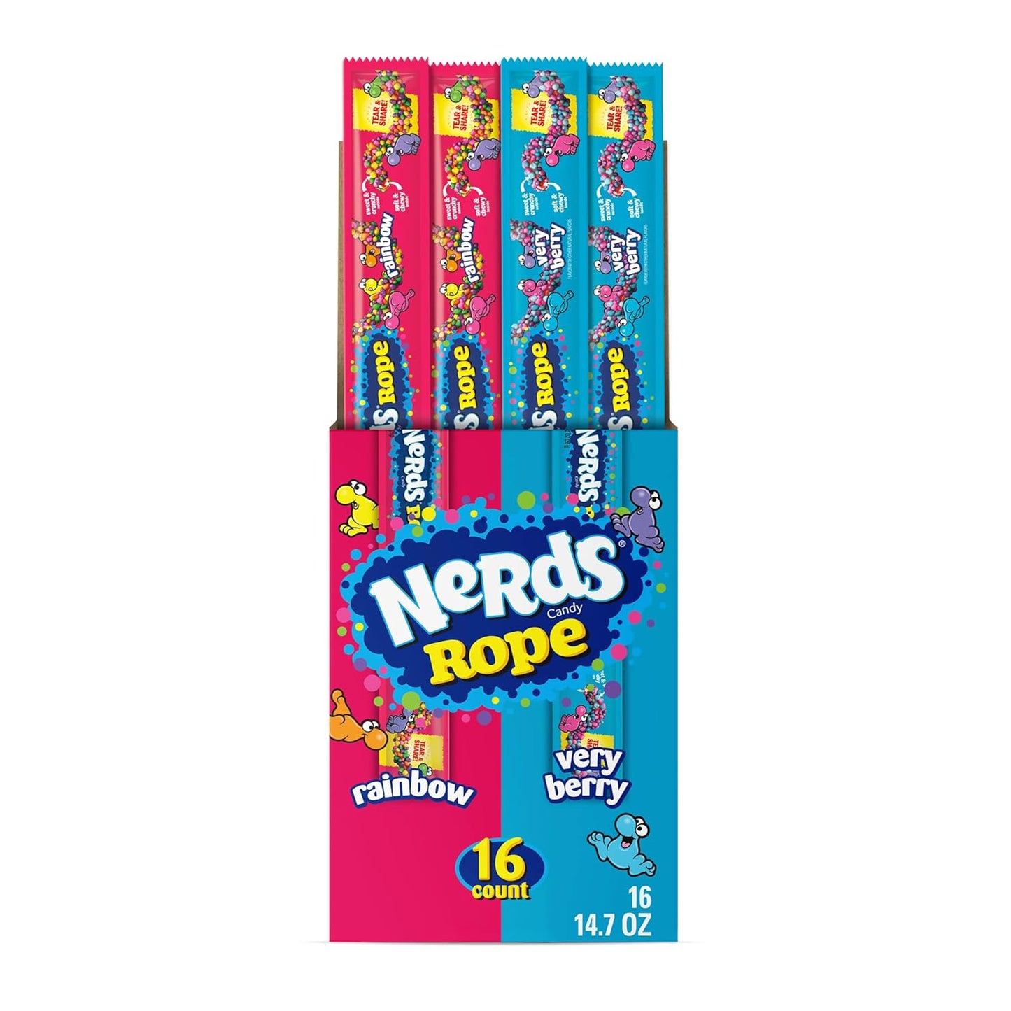 NERDS Rope Variety Box Rainbow & Very Berry Candy 0.92 oz 16 Count