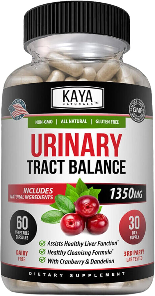 Kaya Naturals - D-Mannose - Urinary Tract UT Cleanse & Bladder Health - Made with Cranberry, Hibiscus & Dandelion Root - D Mannose Capsules Cranberry Supplement - 60 Veggie Capsules