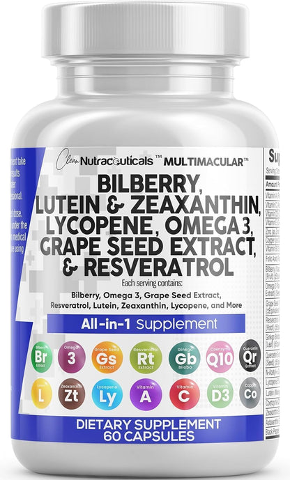 Clean Nutra Eye Vitamins Bilberry Lutein Zeaxanthin Antioxidant Blend