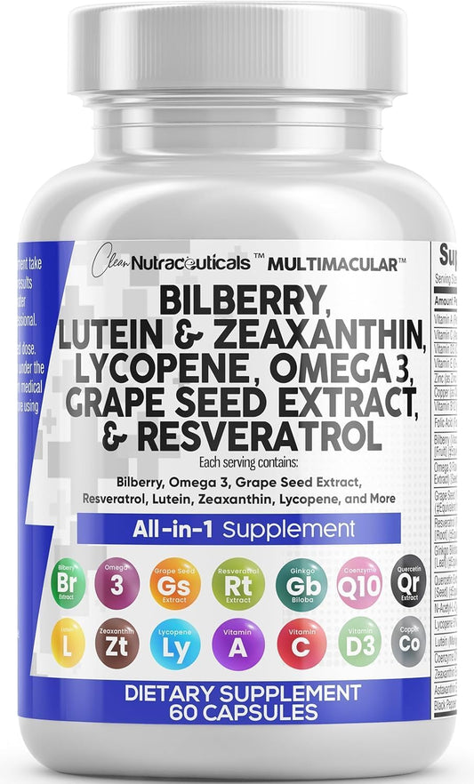 Clean Nutra Eye Vitamins Bilberry Lutein Zeaxanthin Antioxidant Blend