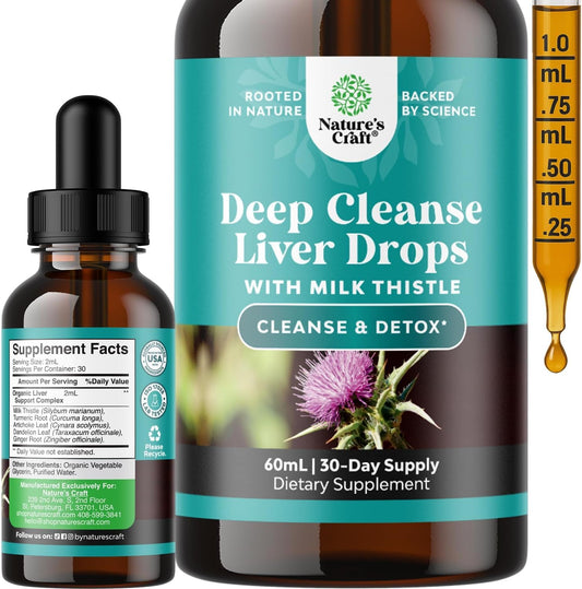 Liver Cleanse Liquid Drops Milk Thistle Artichoke Dandelion Turmeric 2 fl oz