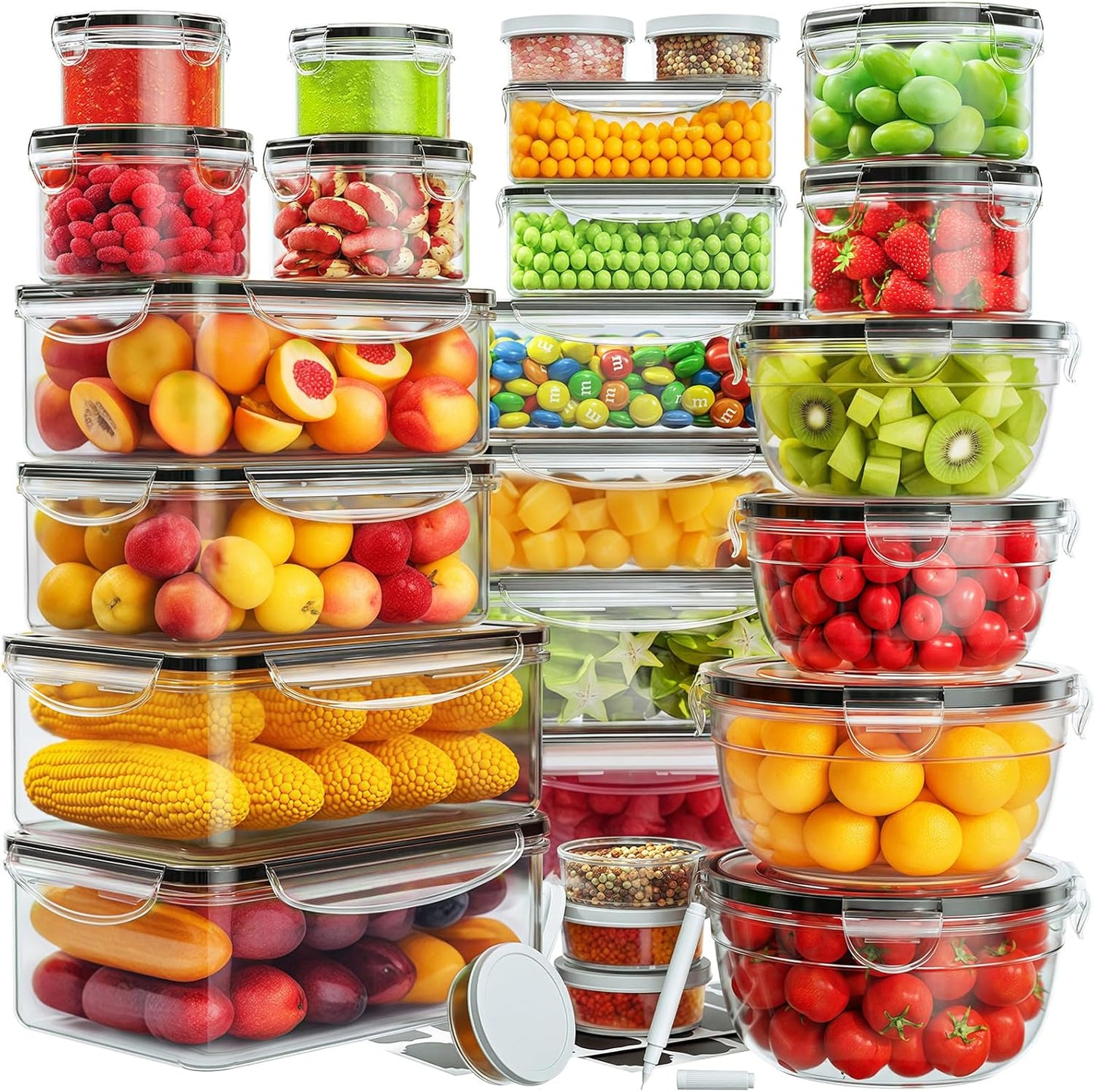 Food Storage Containers Airtight Plastic Meal Prep Set with Lids 52 Piece