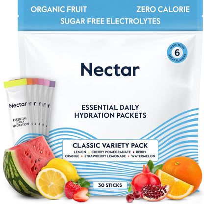 Nectar Hydration Electrolyte Packets Sugar Free 0 Calorie Variety 30 Pack