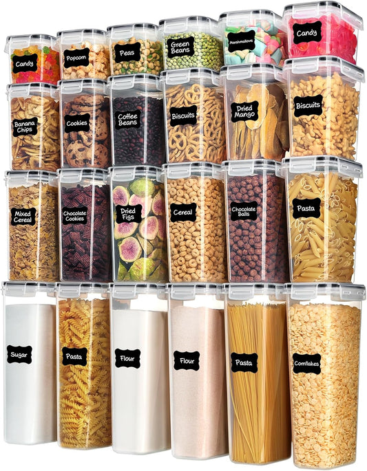 Vtopmart Airtight Food Storage Containers Plastic Canisters with Lids 24 Piece Set Black