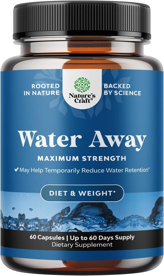 Water Away Herbal Diuretic Capsules Dandelion Green Tea 60 Count