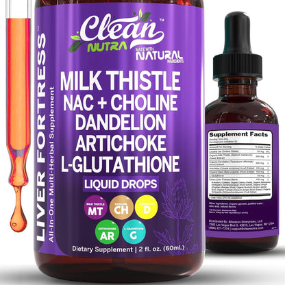 Clean Nutraceuticals NAC Milk Thistle Liver Support Liquid Drops Blend