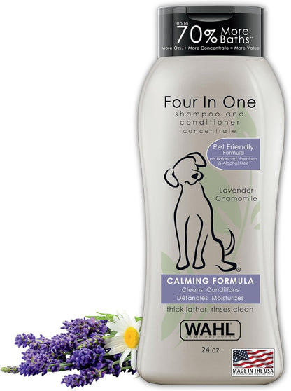 Wahl USA 4-in-1 Calming Dog Shampoo – Lavender Chamomile Scent, 24 Oz, Cleans & Conditions
