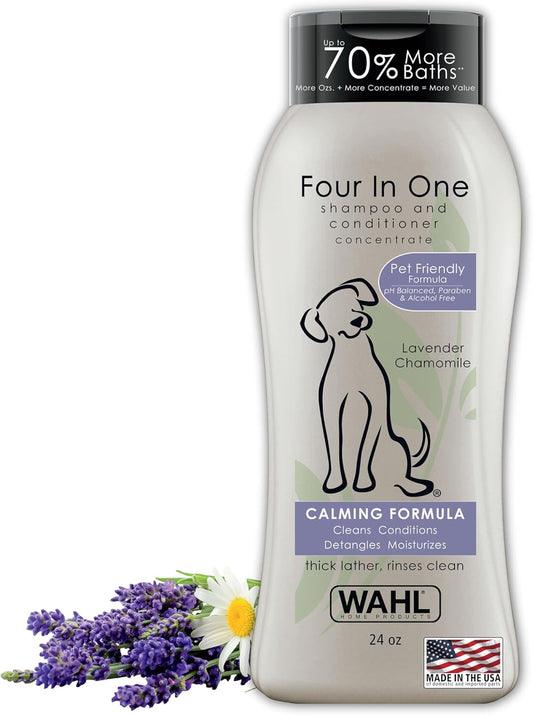 Wahl USA 4-in-1 Calming Dog Shampoo – Lavender Chamomile Scent, 24 Oz, Cleans & Conditions
