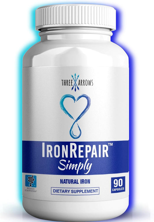 Iron Repair Simply Natural Iron Supplement Low FODMAP Capsules 90 Count
