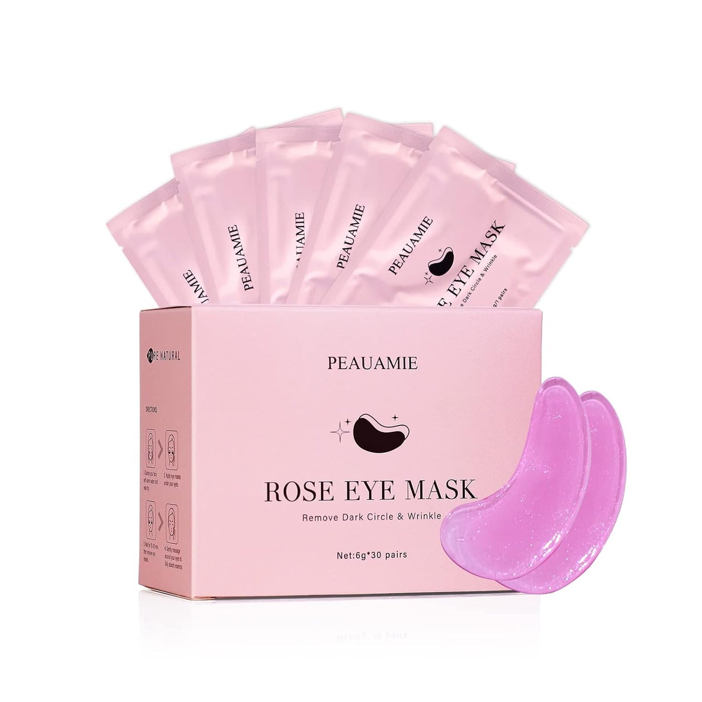 PEAUAMIE Rose Under Eye Patches 30 Pairs