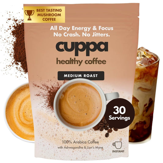 Cuppa Medium Roast Mushroom Coffee with Adaptogens and Superfoods 30 Servings