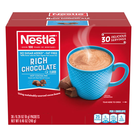 Nestlé Hot Chocolate Mix Packets No Sugar Added Fat Free 30 Count