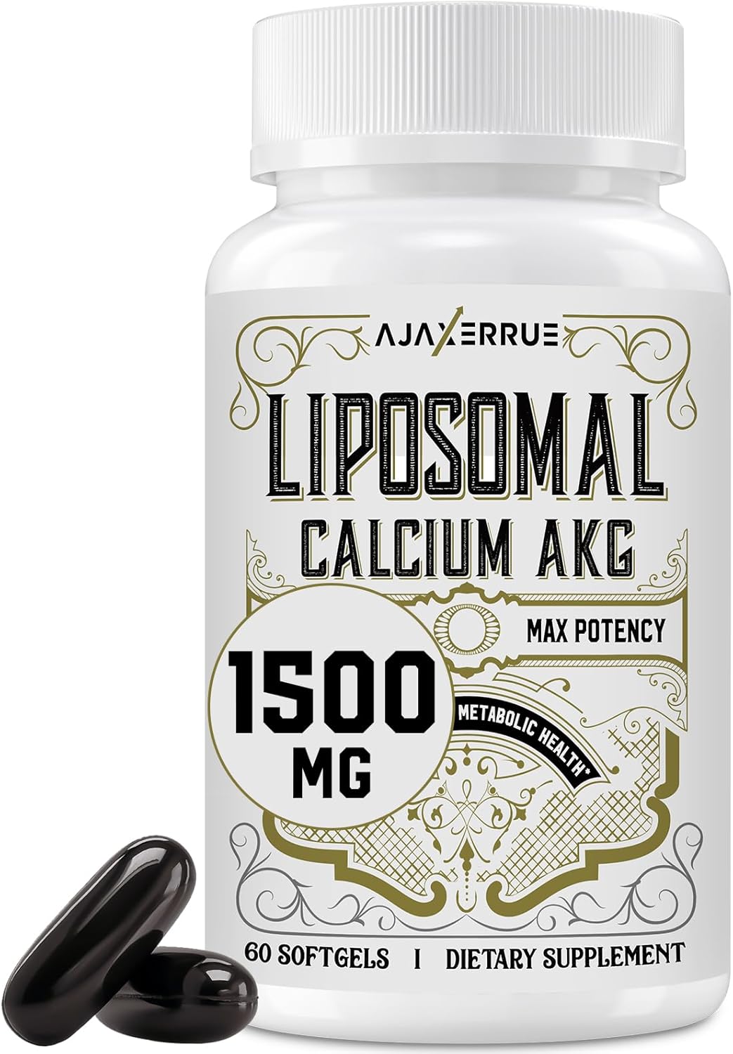 Liposomal Calcium AKG Alpha Ketoglutaric Acid 1500 mg Softgels 60 Count
