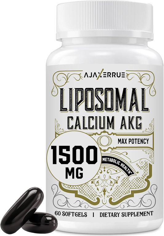 Liposomal Calcium AKG Alpha Ketoglutaric Acid 1500 mg Softgels 60 Count