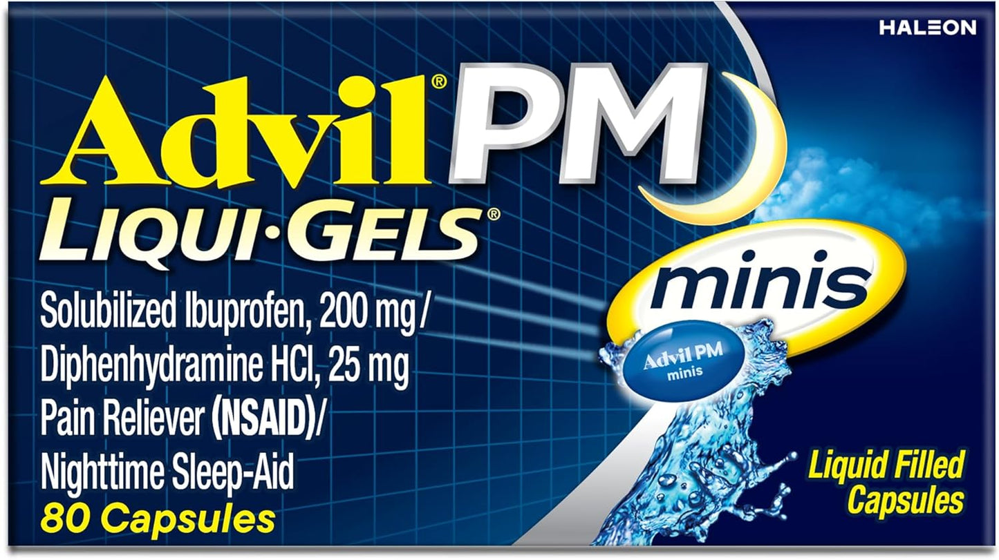Advil PM Liqui-Gels Minis Nighttime Capsules – 80 Count