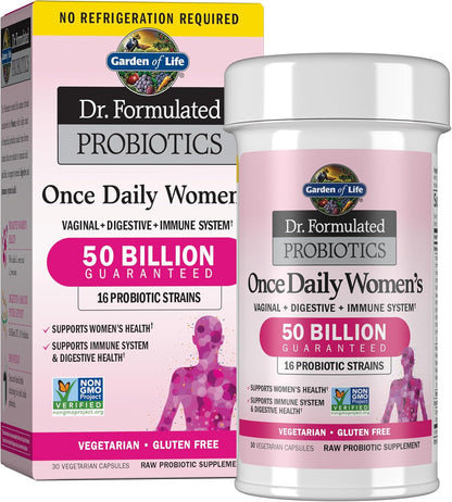 Garden of Life Dr. Formulated Probiotics for Women Once Daily 50 Billion CFU 16 Strains + Organic Prebiotics 30 Capsules