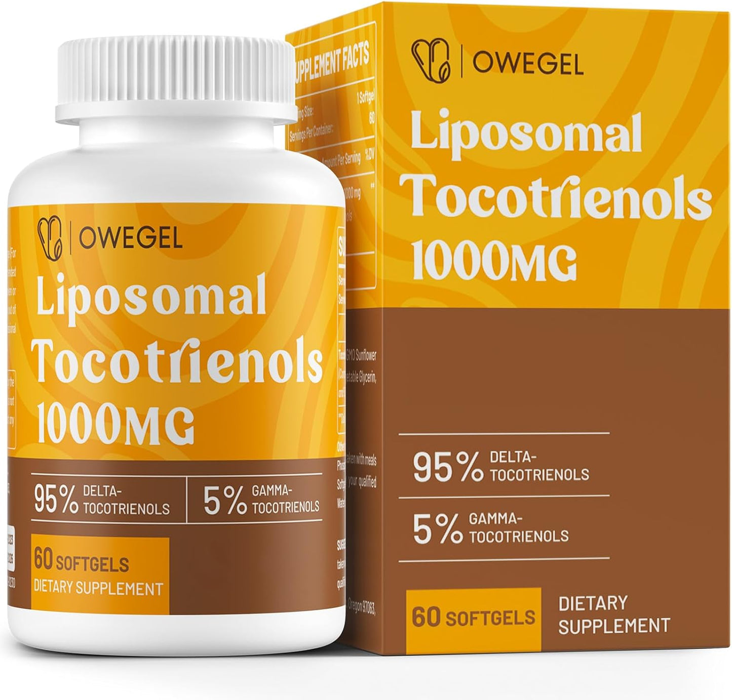 Liposomal Vitamin E Tocotrienols 1000 mg 95% Delta 5% Gamma Capsules