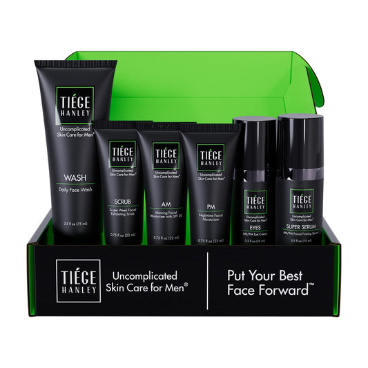Tiege Hanley Men’s Skin Care Set Level 3 Face Wash Scrub Moisturizers Eye Cream Serum 6 Piece Kit