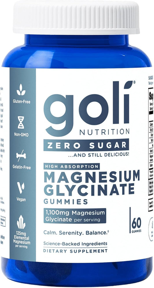 Goli Zero Sugar Magnesium Gummies with Magnesium Glycinate & Vitamin D 125 mg Vegan