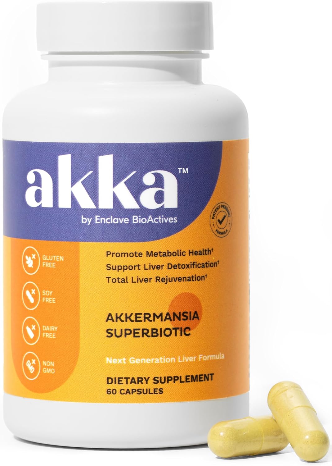 AKKA Premium Liver Supplement Capsules – Akkermansia Formula, Non-GMO, Gluten-Free, 60 Count