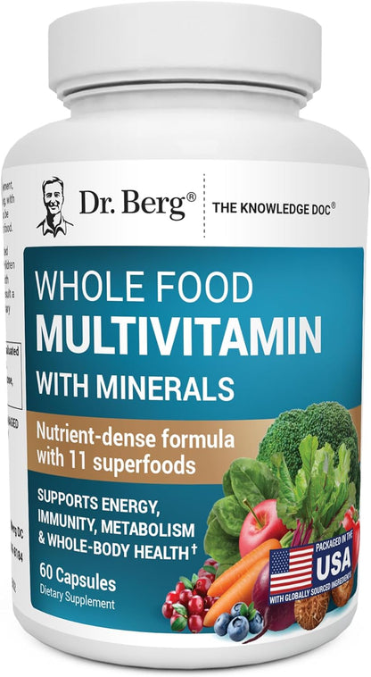 Dr. Berg Whole Food Multivitamin Capsules with Minerals and Fruit & Vegetable Blend 60 Count