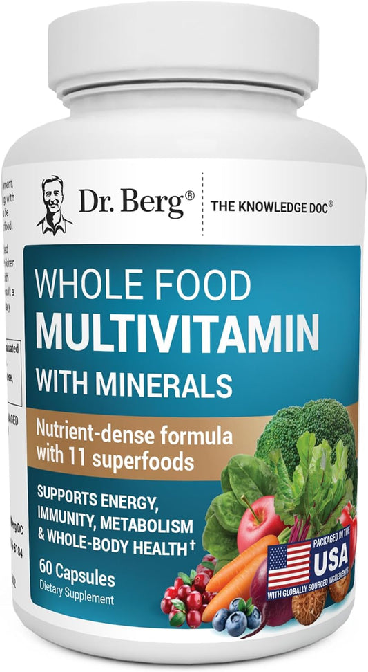 Dr. Berg Whole Food Multivitamin Capsules with Minerals and Fruit & Vegetable Blend 60 Count