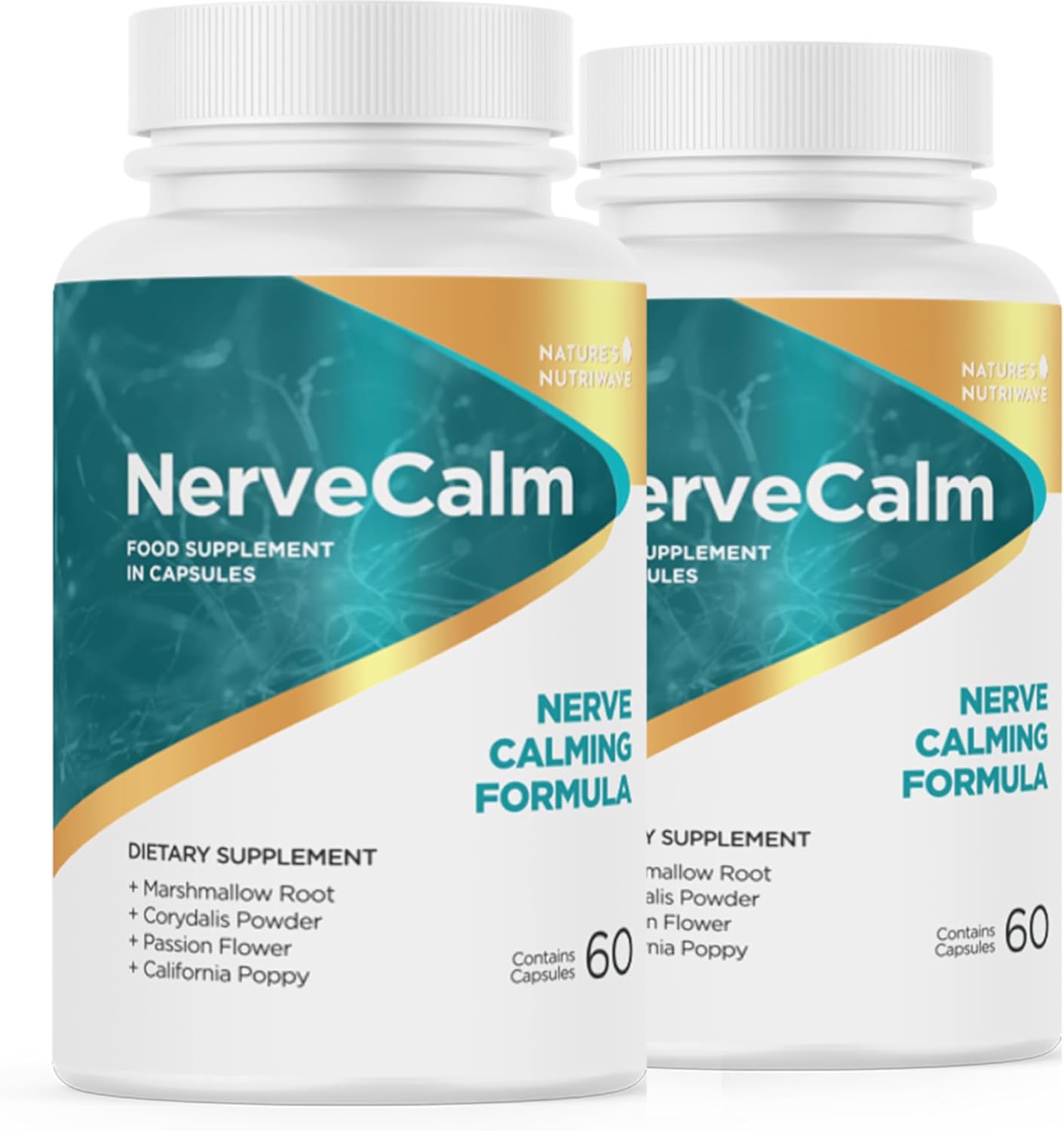 NerveCalm Herbal Calm Supplement Passion Flower California Poppy Vegan 60 Count