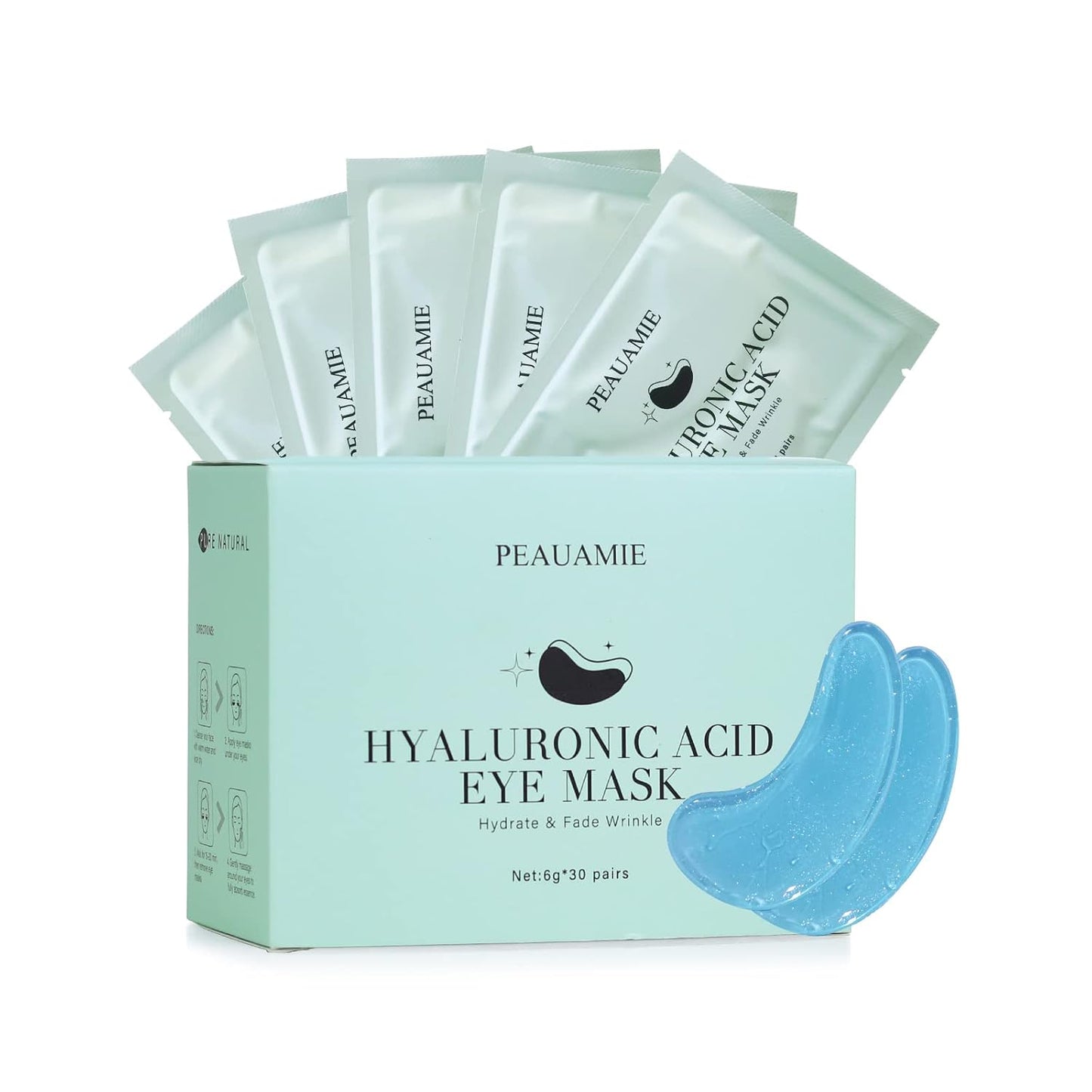 PEAUAMIE Hyaluronic Acid Under Eye Patches 30 Pairs
