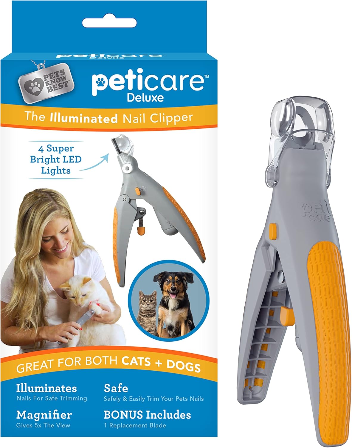 PetiCare Dog & Cat Nail Clipper with LED Light & 5X Magnification – Pet Grooming Tool