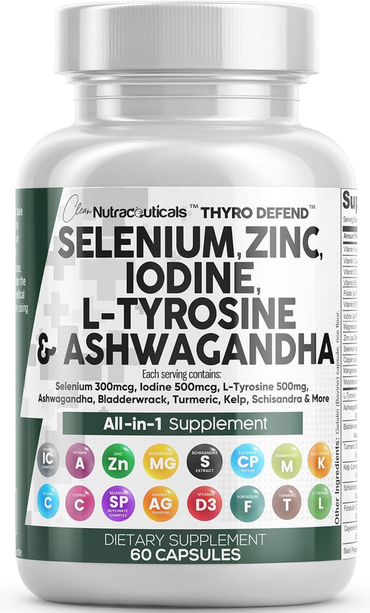 Clean Nutra Selenium 300 mcg Iodine 500 mcg Thyroid Support Capsules