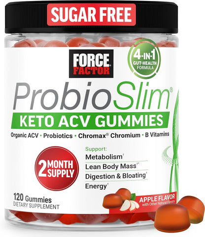 Force Factor ProbioSlim Keto ACV Gummies Apple Cider Vinegar Probiotics 120 Count