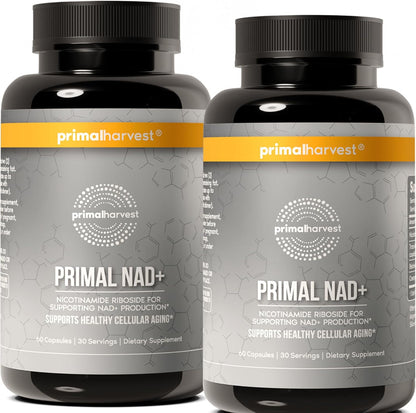 Primal Harvest NAD+ Supplement Nicotinamide Riboside Resveratrol Betaine CoQ10 Capsules