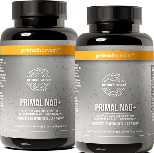 Primal Harvest NAD+ Supplement Nicotinamide Riboside Resveratrol Betaine CoQ10 Capsules