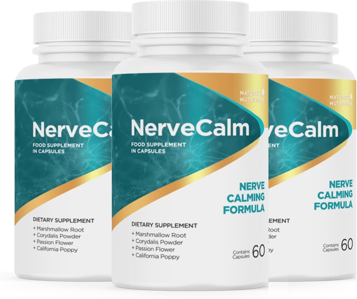 NerveCalm Herbal Calm Supplement Passion Flower California Poppy Vegan 90 Count