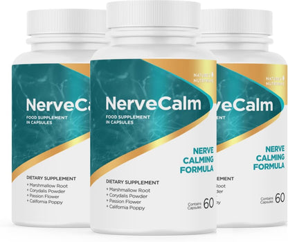 NerveCalm Herbal Calm Supplement Passion Flower California Poppy Vegan 90 Count