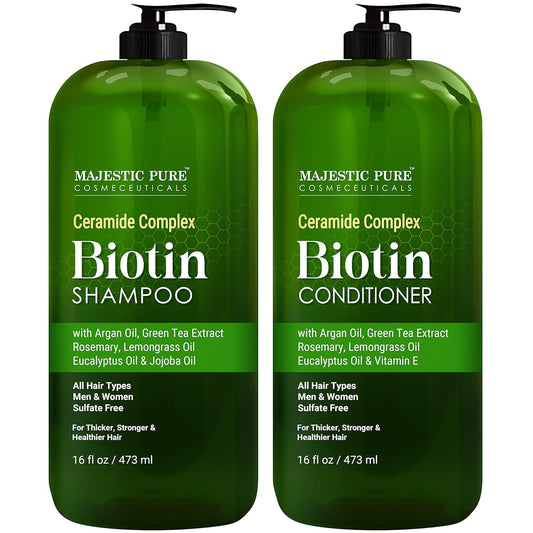 Majestic Pure Biotin Shampoo and Conditioner Set Sulfate Free 16 fl oz