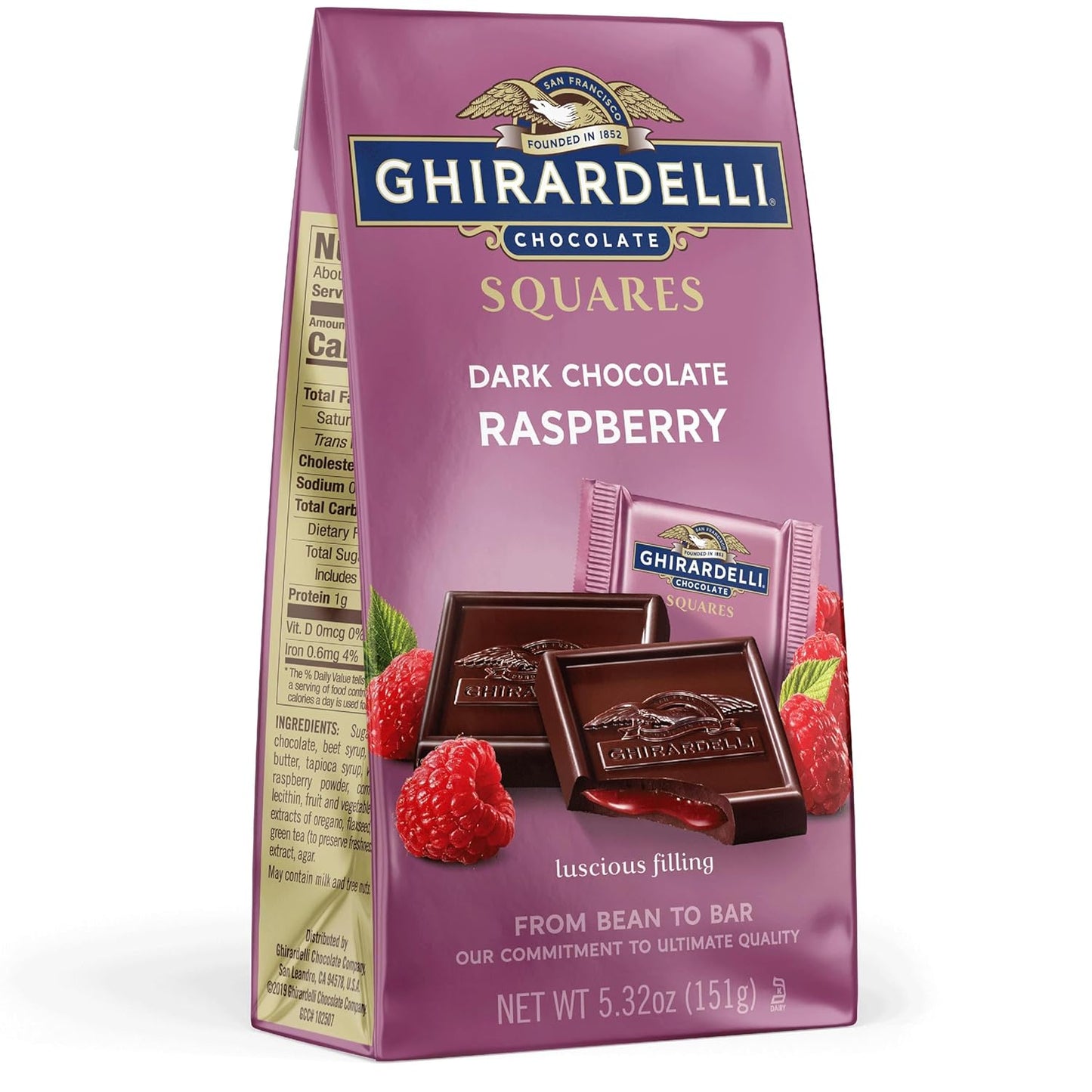 Ghirardelli Dark Chocolate Raspberry Squares Individually Wrapped 5.32 oz
