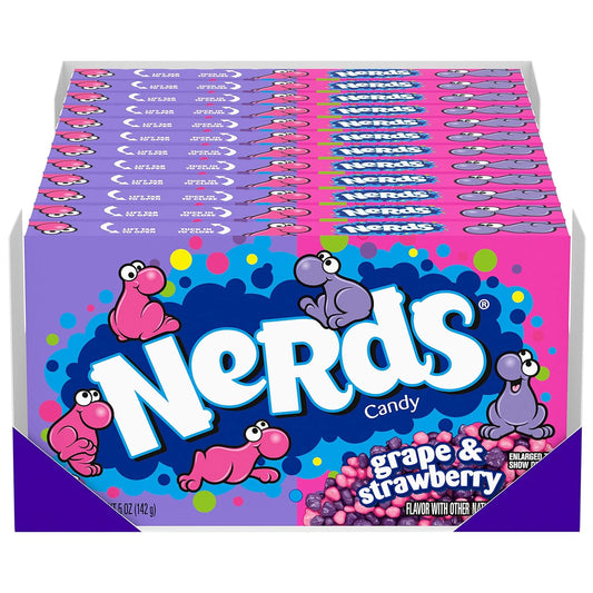 NERDS Grape & Strawberry Candy 5 oz Movie Theater Boxes 12 Pack