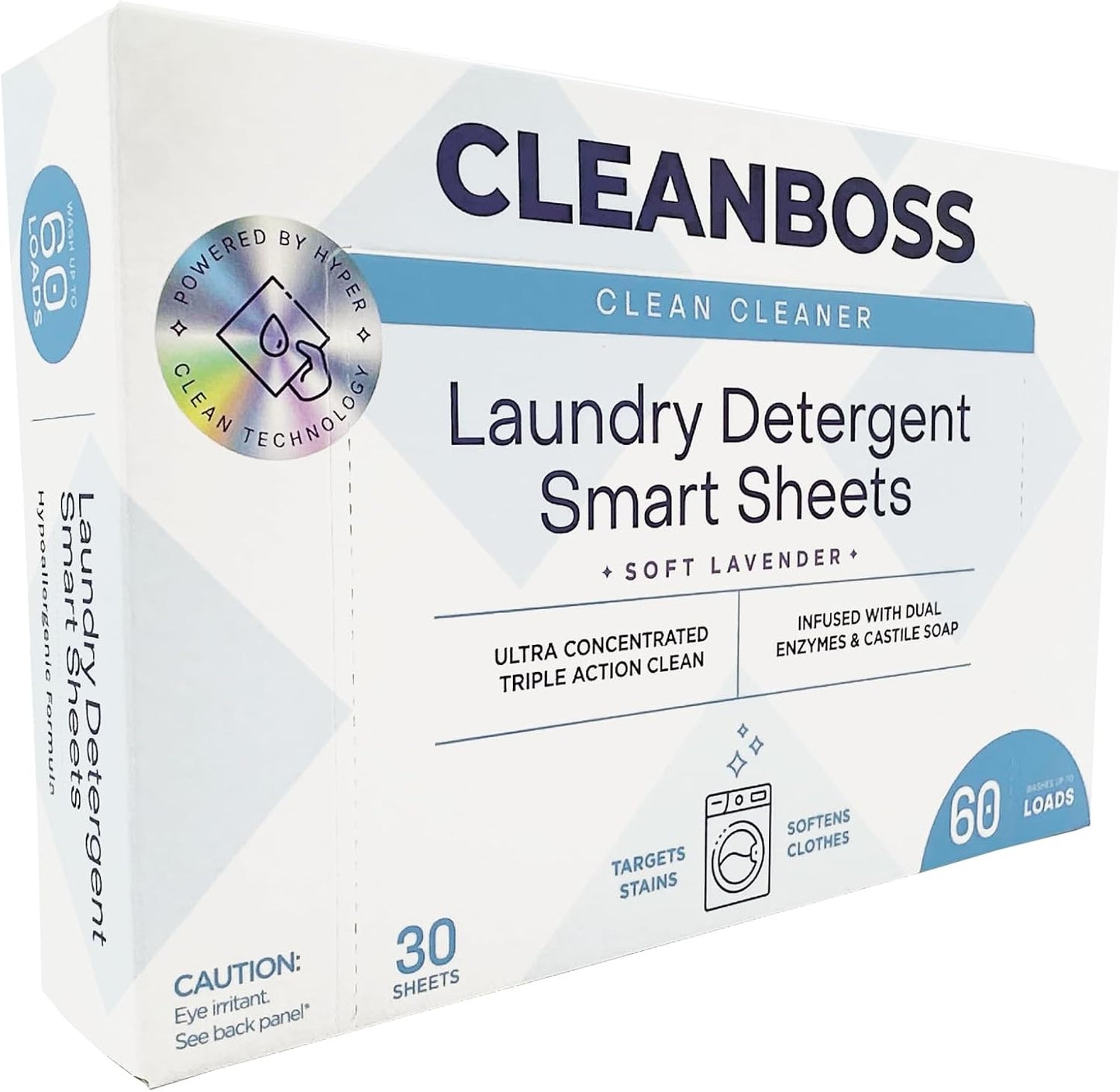 Clean Boss Laundry Detergent Sheets Smart Lavender Scent 60 Sheets 120 Loads