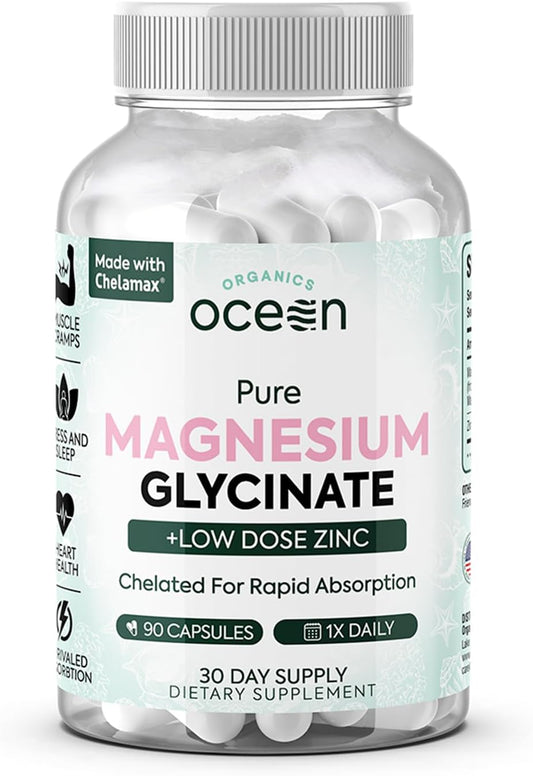 Organics Ocean Magnesium Glycinate with Zinc Capsules 90 Count