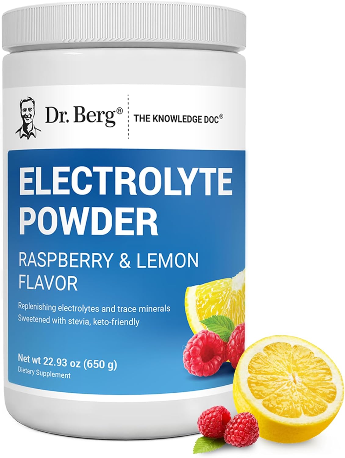 Dr. Berg Zero Sugar Electrolyte Powder Raspberry Lemon 100 Servings