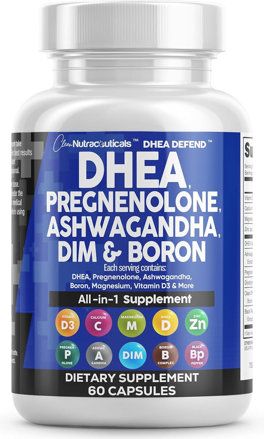 DHEA 200 mg Pregnenolone 100 mg Hormone Support Capsules 60 Count