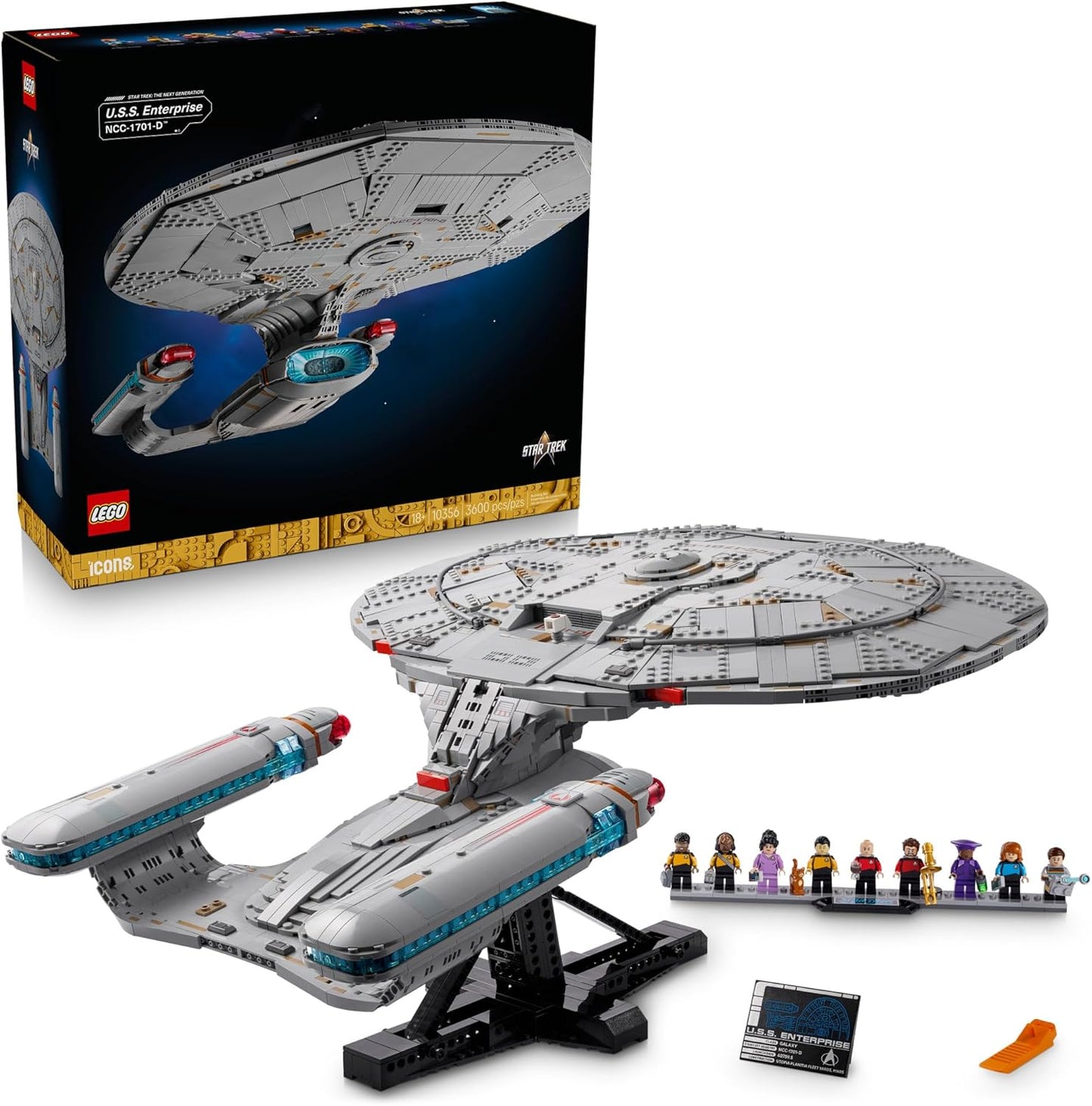 LEGO Icons Star Trek: U.S.S. Enterprise NCC-1701-D Collectible Building Sets for Adults - Room or Office Decor for Men & Women, Ages 18+ - Star Trek Gifts for Fans - 10356