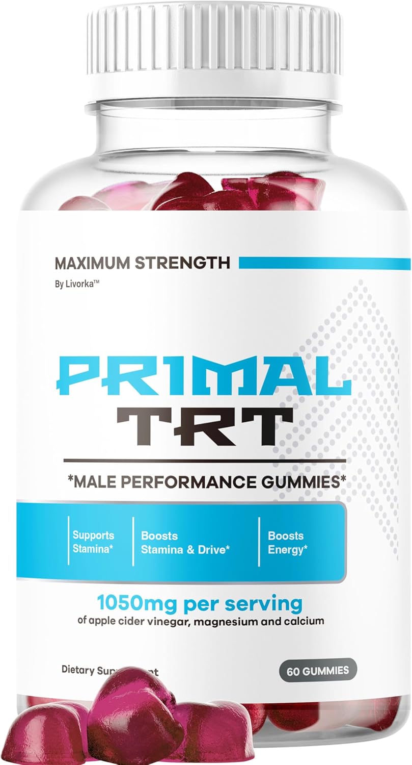 Primal TRT Gummies for Men – Premium Advanced Formula with Vitamins for Health, Wellness & Vitality, 60 Gummies