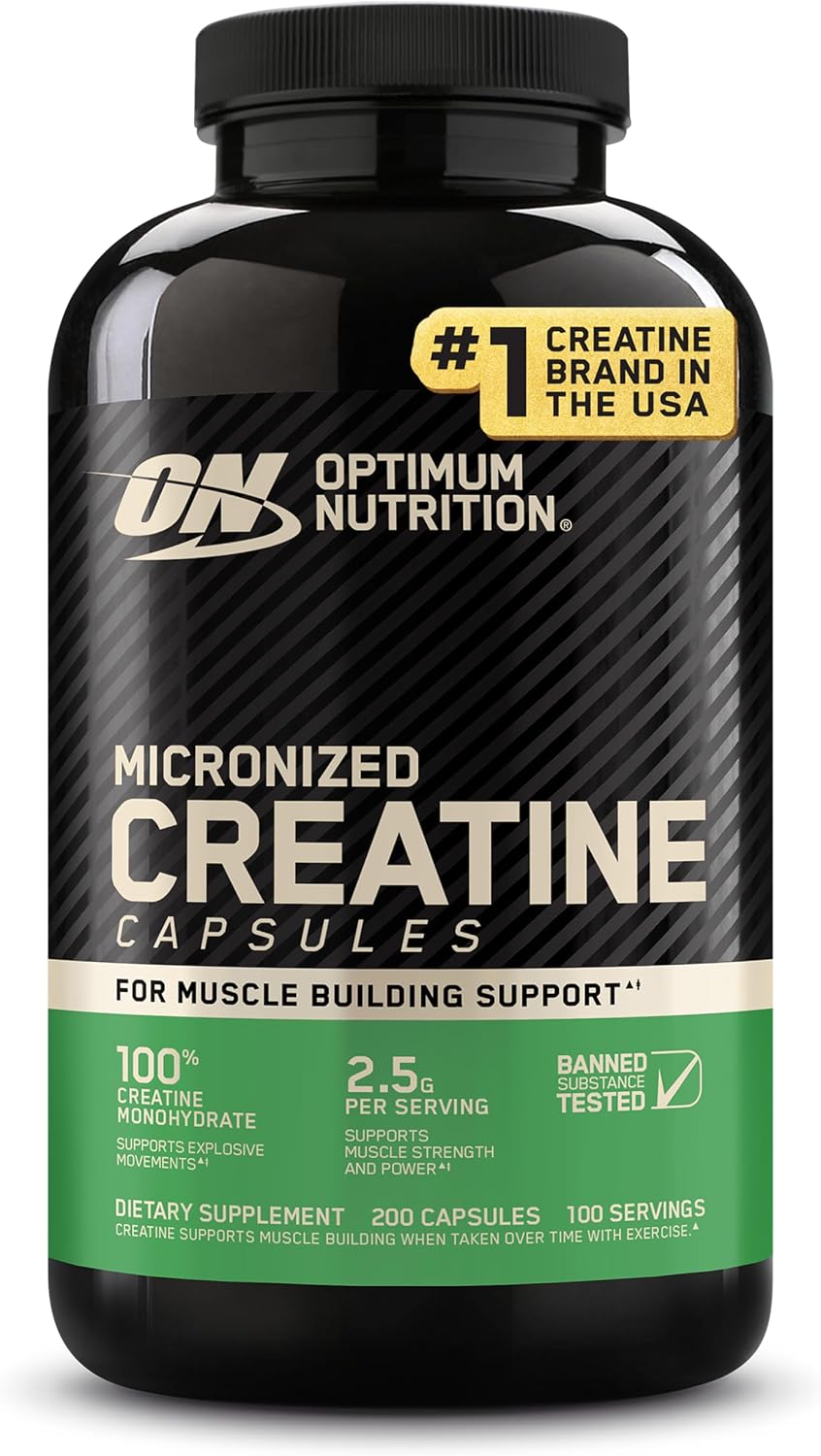 Optimum Nutrition Micronized Creatine Monohydrate Capsules 200 Count 100 Servings
