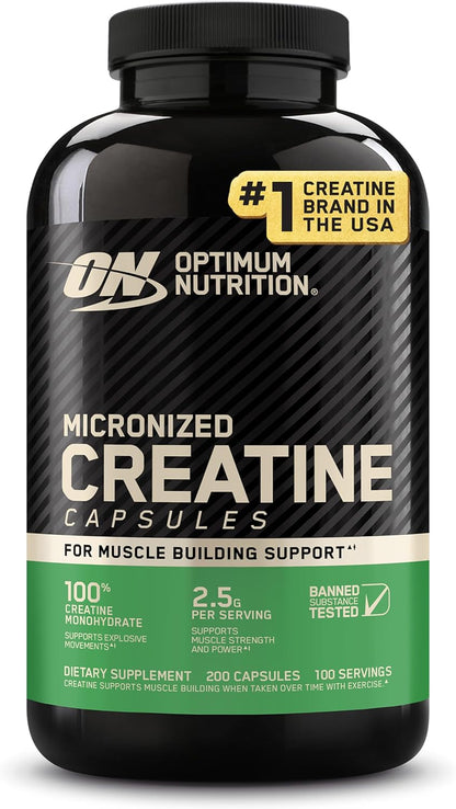Optimum Nutrition Micronized Creatine Monohydrate Capsules 200 Count 100 Servings